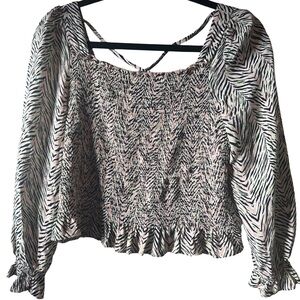 Love, Fire soft green, and pink zebra stripe crop blouse. Cute!!🥰